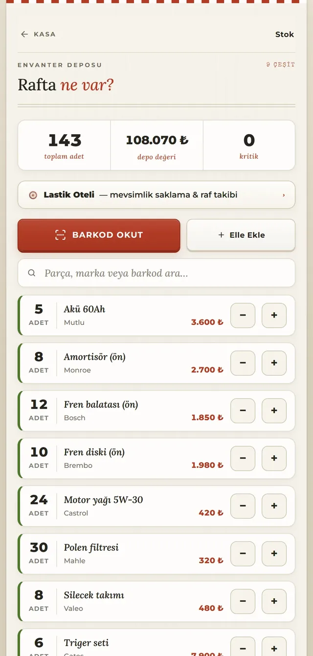 Atölye Defteri — Stok takibi